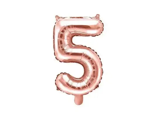 Cijfer Ballon 5 Rose Goud 35 cm - Ballonnenshop.nl
