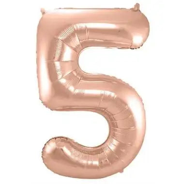 Cijfer Ballon 5 - Rose Goud - 86 cm - Ballonnenshop.nl
