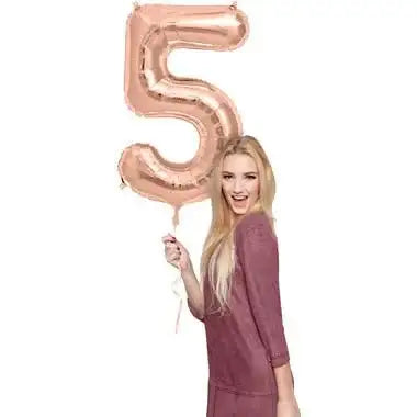 Cijfer Ballon 5 - Rose Goud - 86 cm - Ballonnenshop.nl