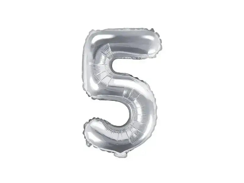 Cijfer Ballon 5 Zilver 35 cm - Ballonnenshop.nl