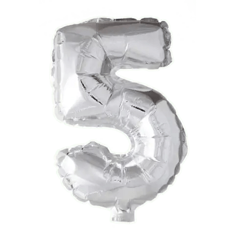 Cijfer Ballon 5 Zilver - 41 cm - Ballonnenshop.nl