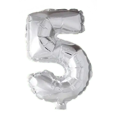 Cijfer Ballon 5 - Zilver - 41 cm - Ballonnenshop.nl