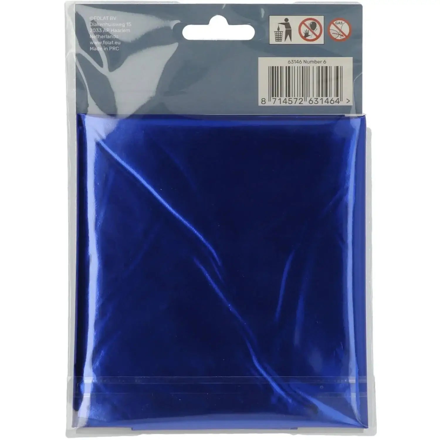 Cijfer Ballon 6 - Blauw - 86 cm - Ballonnenshop.nl