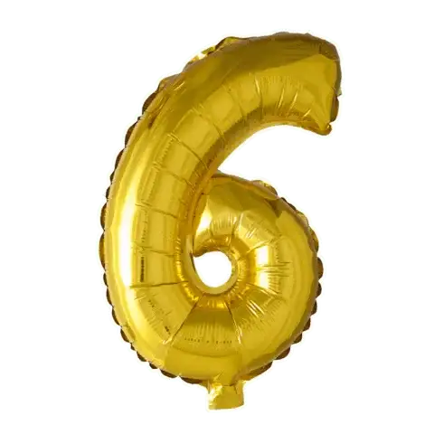 Cijfer Ballon 6 Goud 102 cm - Ballonnenshop.nl