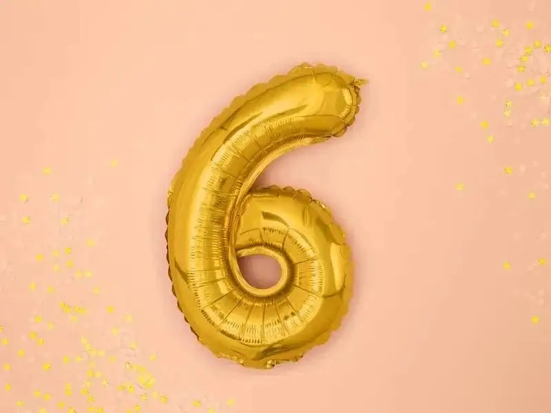 Cijfer Ballon 6 Goud 35 cm - Ballonnenshop.nl