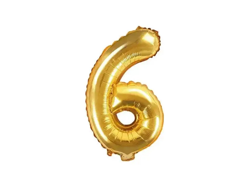 Cijfer Ballon 6 Goud 35 cm - Ballonnenshop.nl
