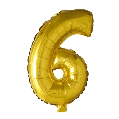 Cijfer Ballon 6 - Goud - 41 cm - Ballonnenshop.nl