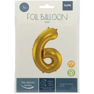Cijfer Ballon 6 - Goud - 86 cm - Ballonnenshop.nl