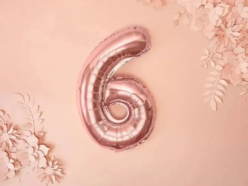 Cijfer Ballon 6 Rose Goud 35 cm - Ballonnenshop.nl