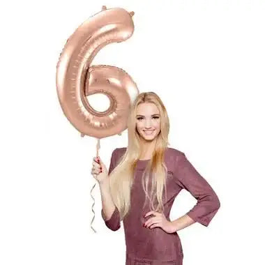Cijfer Ballon 6 - Rose Goud - 86 cm - Ballonnenshop.nl