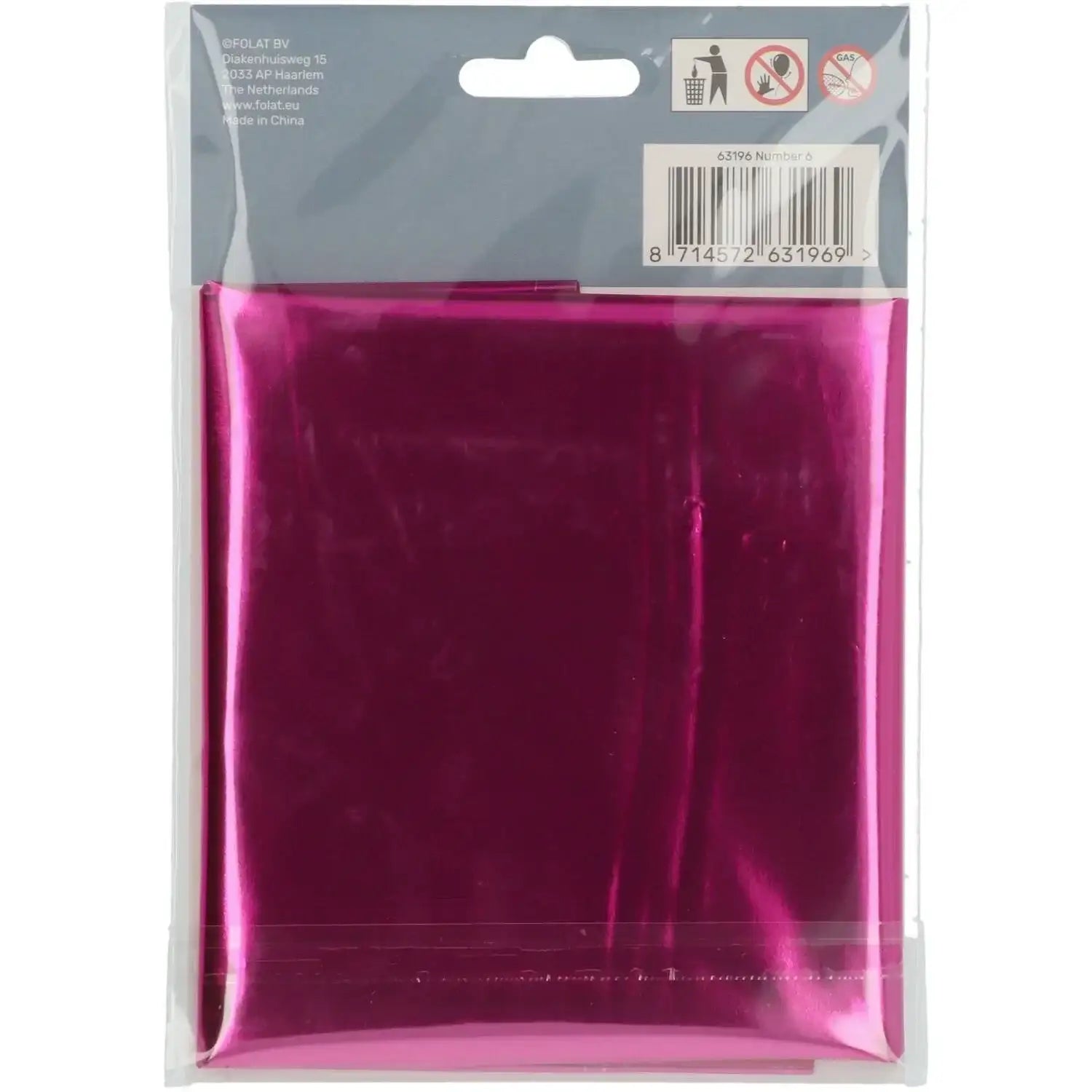 Cijfer Ballon 6 - Roze - 86 cm - Ballonnenshop.nl