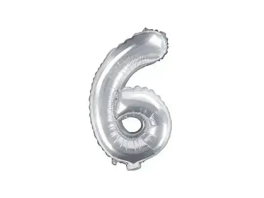 Cijfer Ballon 6 Zilver 35 cm - Ballonnenshop.nl