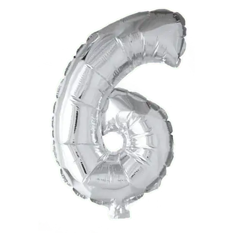 Cijfer Ballon 6 - Zilver - 41 cm - Ballonnenshop.nl