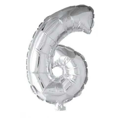 Cijfer Ballon 6 Zilver - 41 cm - Ballonnenshop.nl