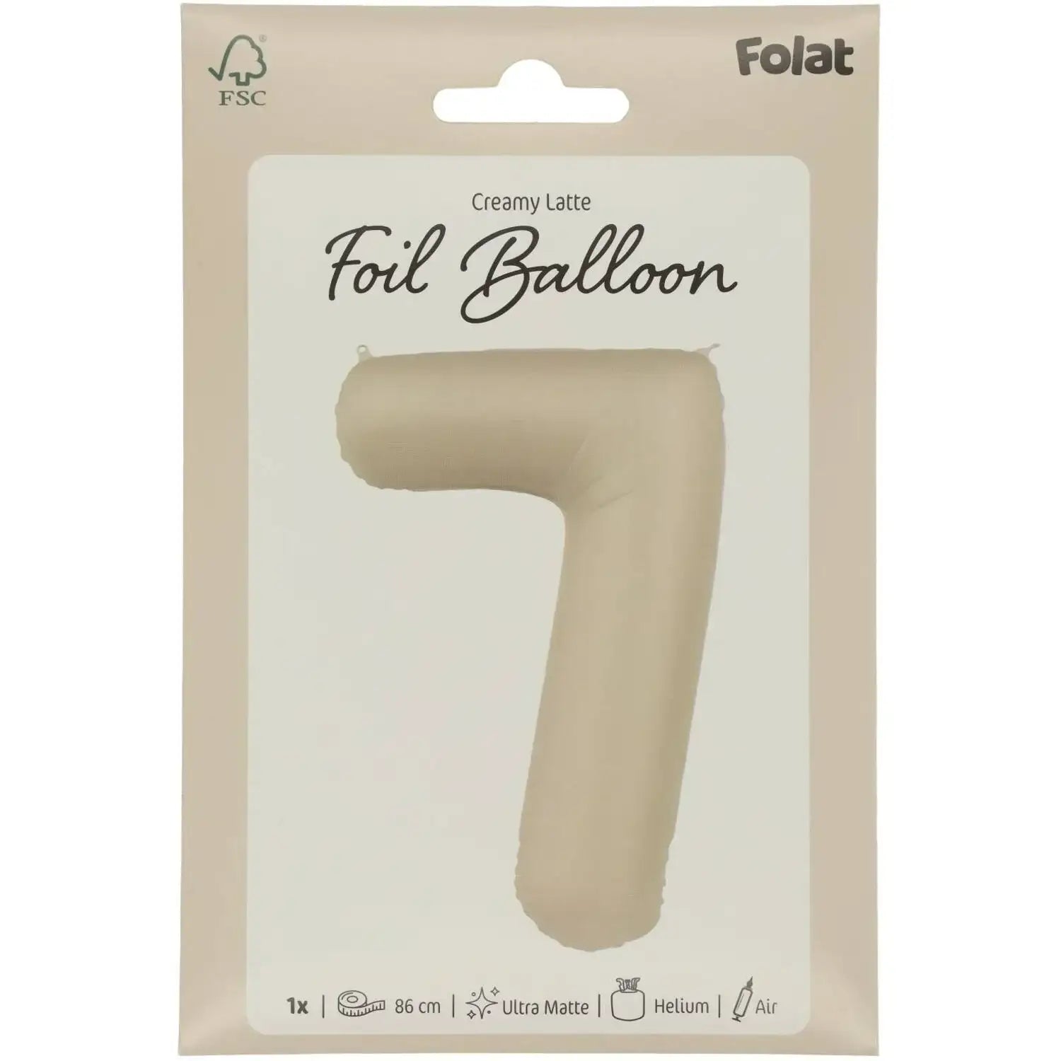 Cijfer Ballon 7 - Creamy Latte - Matt - 86 cm - Ballonnenshop.nl