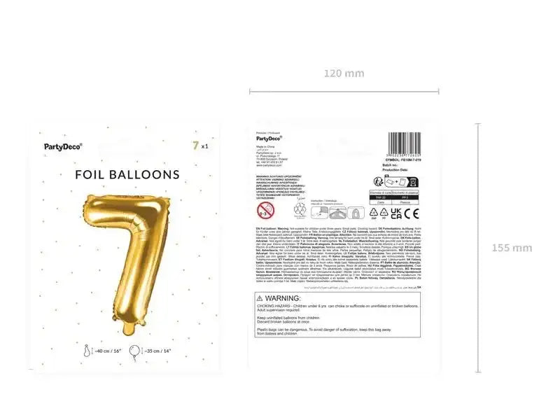 Cijfer Ballon 7 Goud 35 cm - Ballonnenshop.nl
