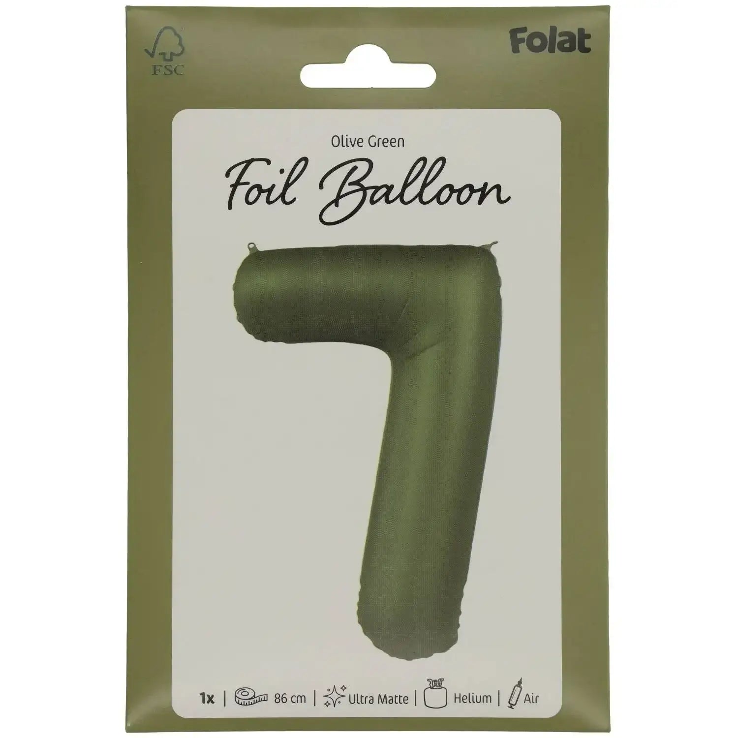 Cijfer Ballon 7 - Groen - 86 cm - Ballonnenshop.nl