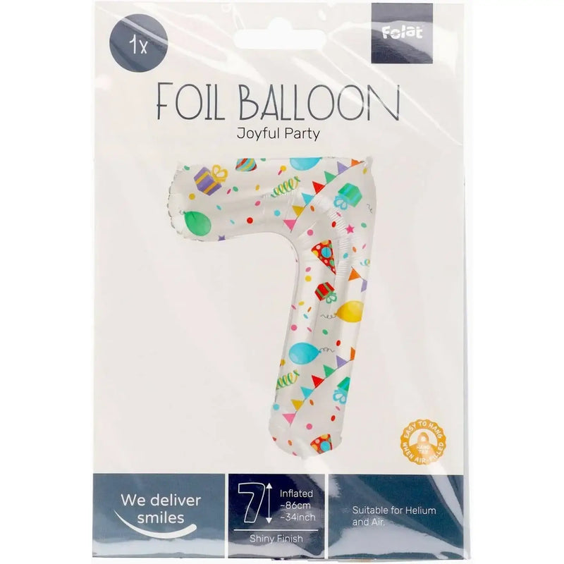 Cijfer Ballon 7 - Joyful Party - 86 cm - Ballonnenshop.nl