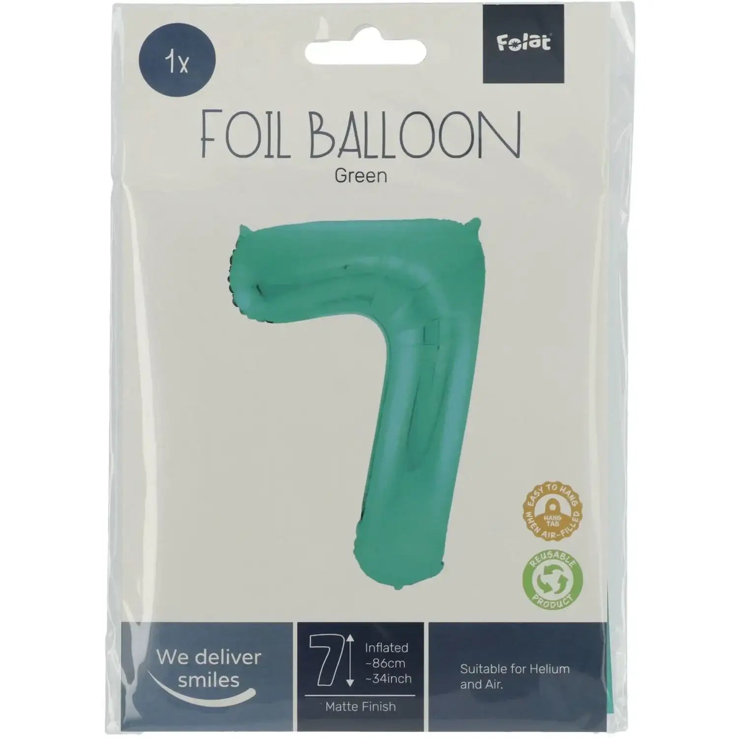 Cijfer Ballon 7 - Licht Groen - 86 cm - Ballonnenshop.nl