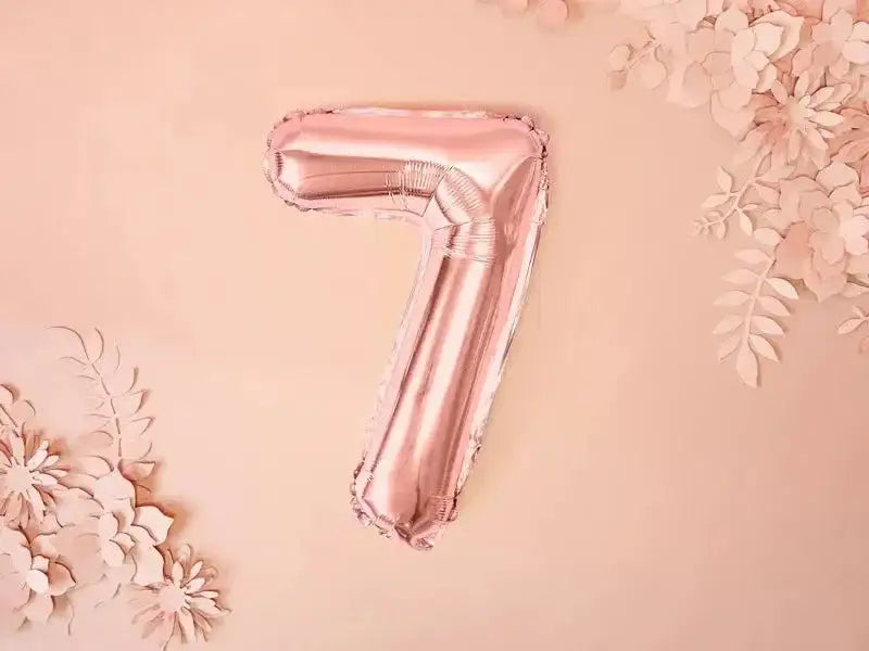 Cijfer Ballon 7 Rose Goud 35 cm - Ballonnenshop.nl