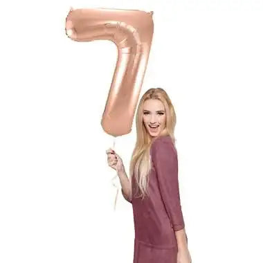 Cijfer Ballon 7 - Rose Goud - 86 cm - Ballonnenshop.nl
