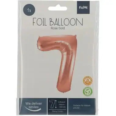Cijfer Ballon 7 - Rose Goud - 86 cm - Ballonnenshop.nl