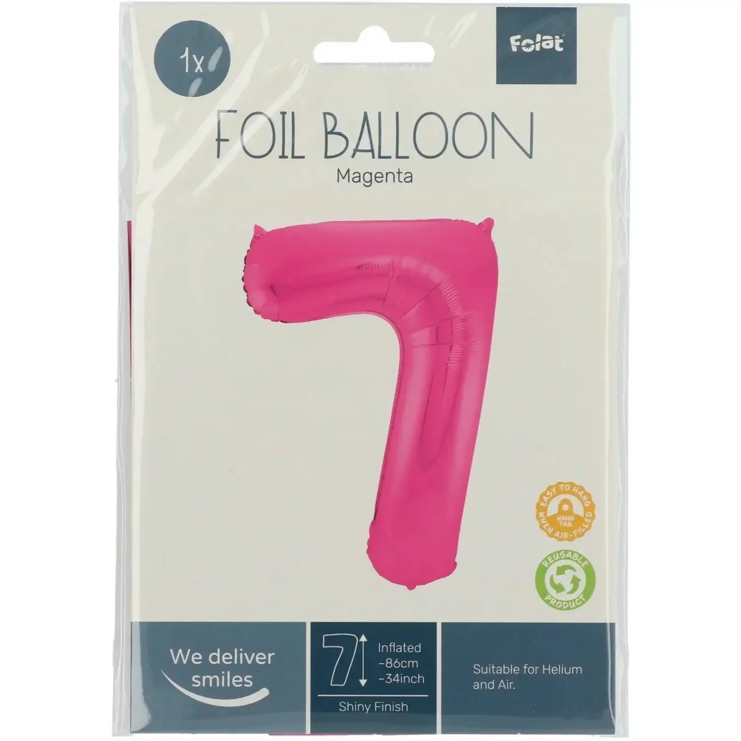 Cijfer Ballon 7 - Roze - 86 cm - Ballonnenshop.nl