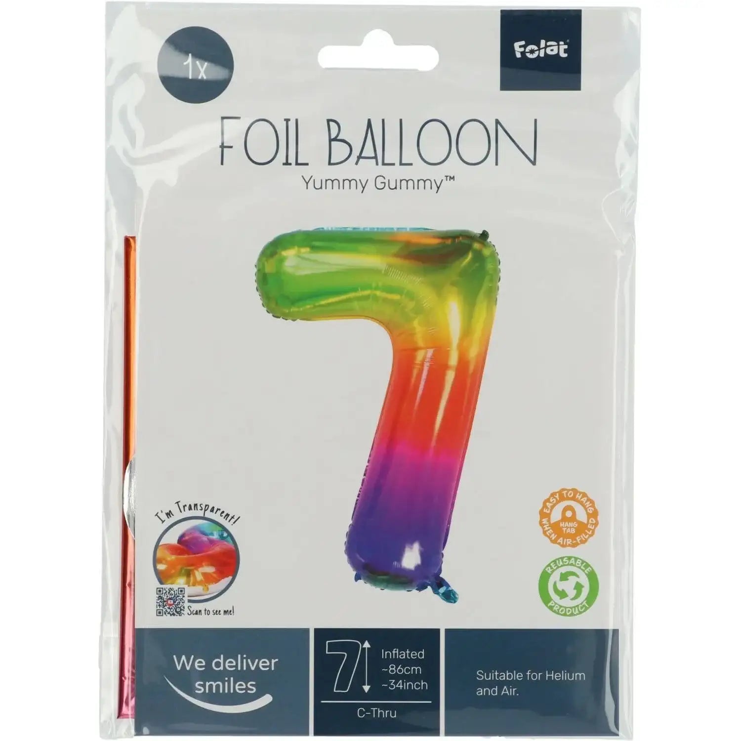 Cijfer Ballon 7 - Yummy Gummy - 86 cm - Ballonnenshop.nl