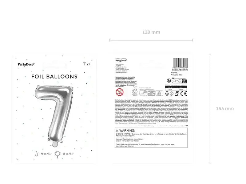 Cijfer Ballon 7 Zilver 35 cm - Ballonnenshop.nl