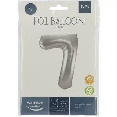 Cijfer Ballon 7 - Zilver - 86 cm - Ballonnenshop.nl
