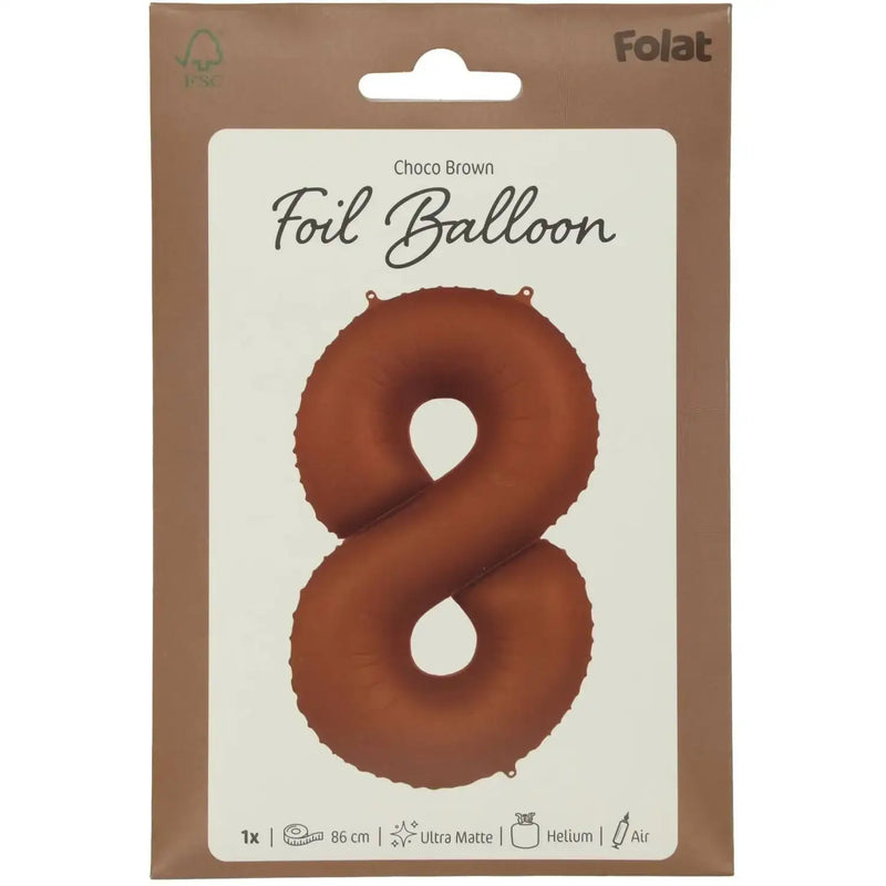 Cijfer Ballon 8 - Bruin - 86 cm - Ballonnenshop.nl