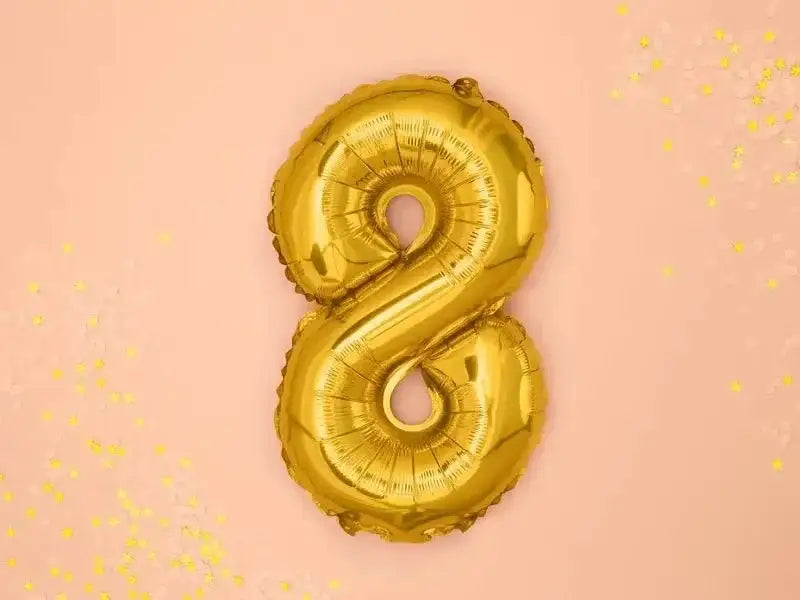 Cijfer Ballon 8 Goud 35 cm - Ballonnenshop.nl