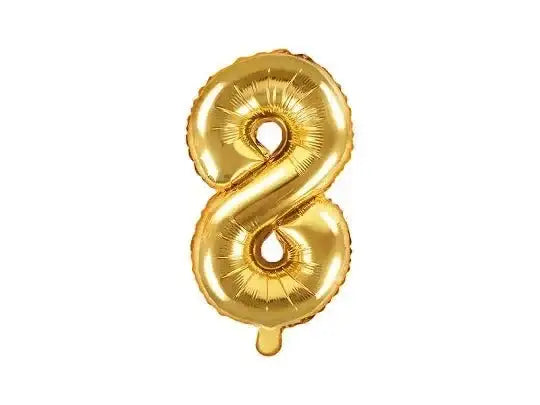 Cijfer Ballon 8 Goud 35 cm - Ballonnenshop.nl