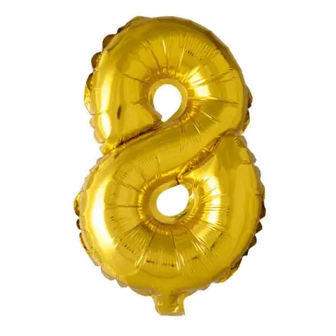 Cijfer Ballon 8 - Goud - 41 cm - Ballonnenshop.nl