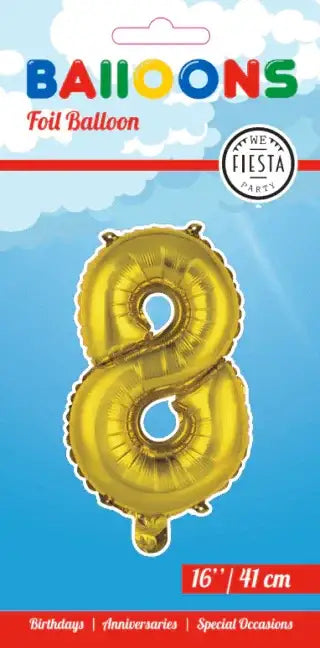 Cijfer Ballon 8 - Goud - 41 cm - Ballonnenshop.nl