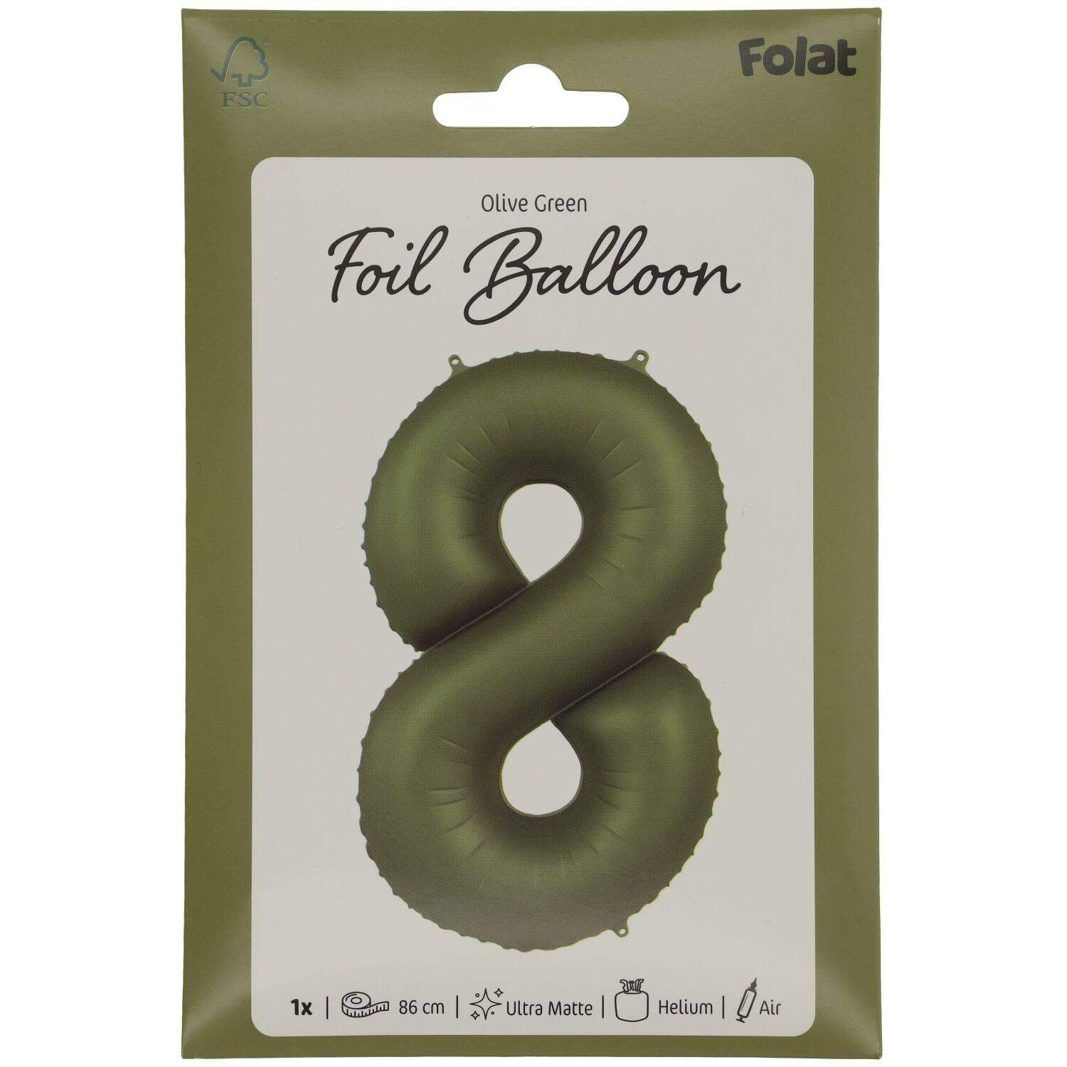 Cijfer Ballon 8 - Groen - 86 cm - Ballonnenshop.nl