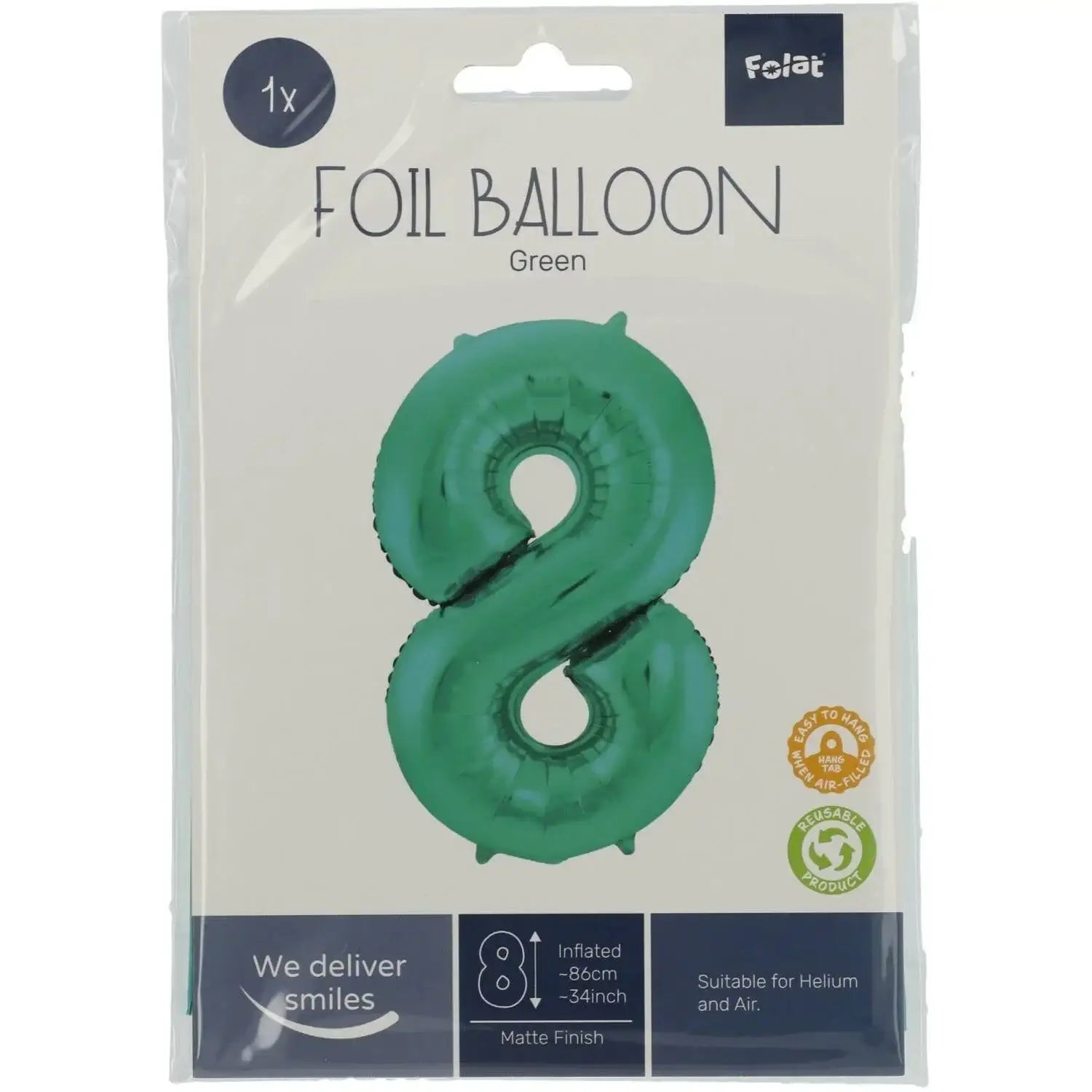 Cijfer Ballon 8 - Licht Groen - 86 cm - Ballonnenshop.nl