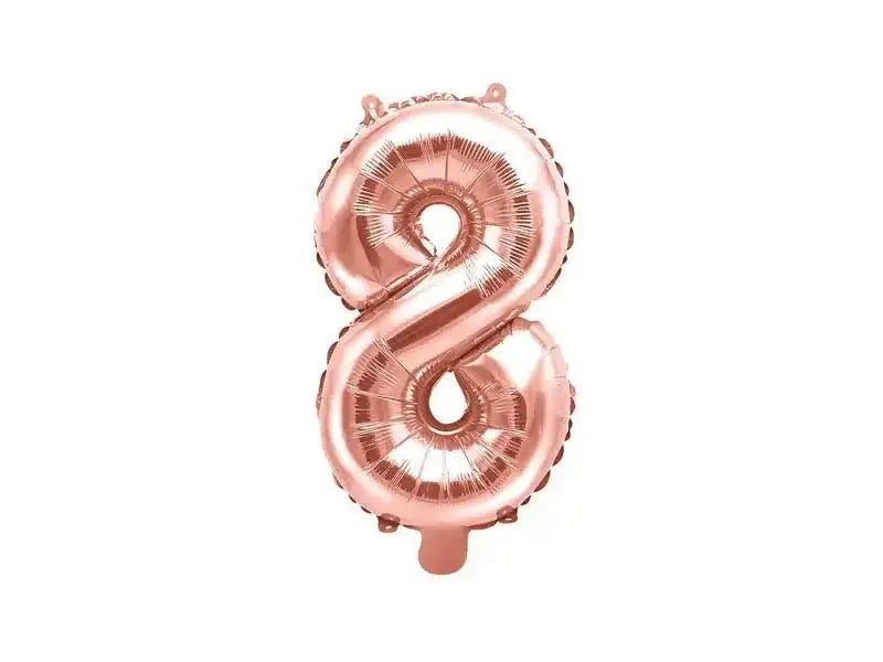 Cijfer Ballon 8 Rose Goud 35 cm - Ballonnenshop.nl