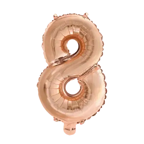 Cijfer Ballon 8 - Rose Goud - 41 cm - Ballonnenshop.nl