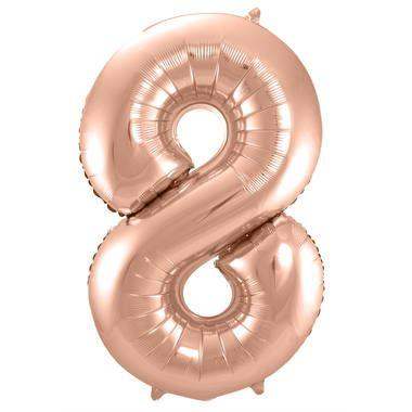 Cijfer Ballon 8 - Rose Goud - 86 cm - Ballonnenshop.nl