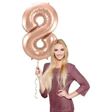 Cijfer Ballon 8 - Rose Goud - 86 cm - Ballonnenshop.nl