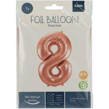 Cijfer Ballon 8 - Rose Goud - 86 cm - Ballonnenshop.nl