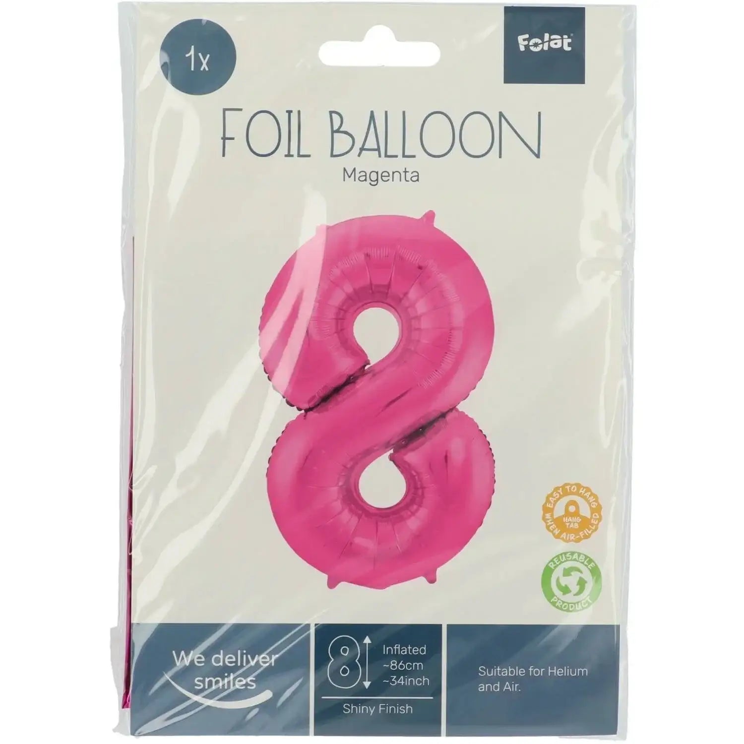 Cijfer Ballon 8 - Roze - 86 cm - Ballonnenshop.nl