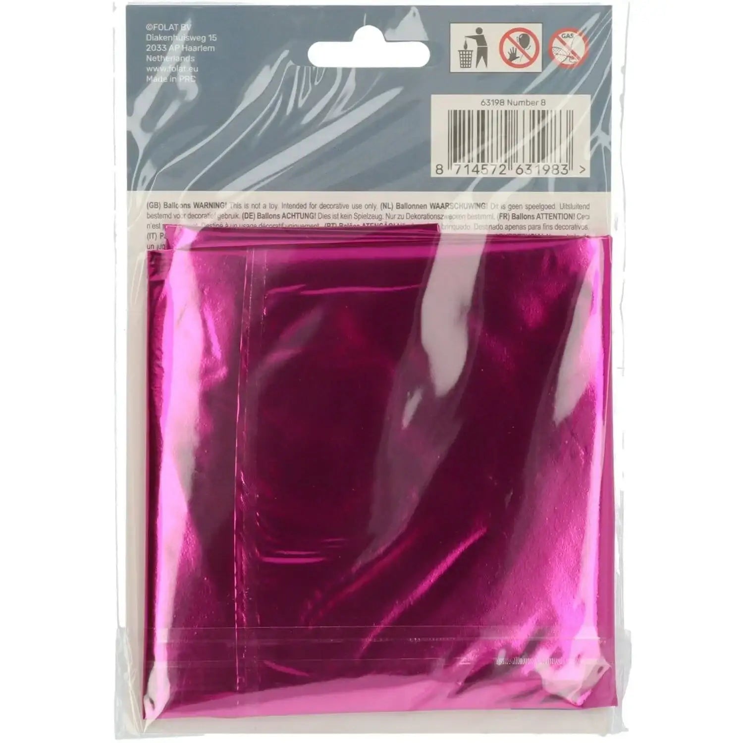 Cijfer Ballon 8 - Roze - 86 cm - Ballonnenshop.nl