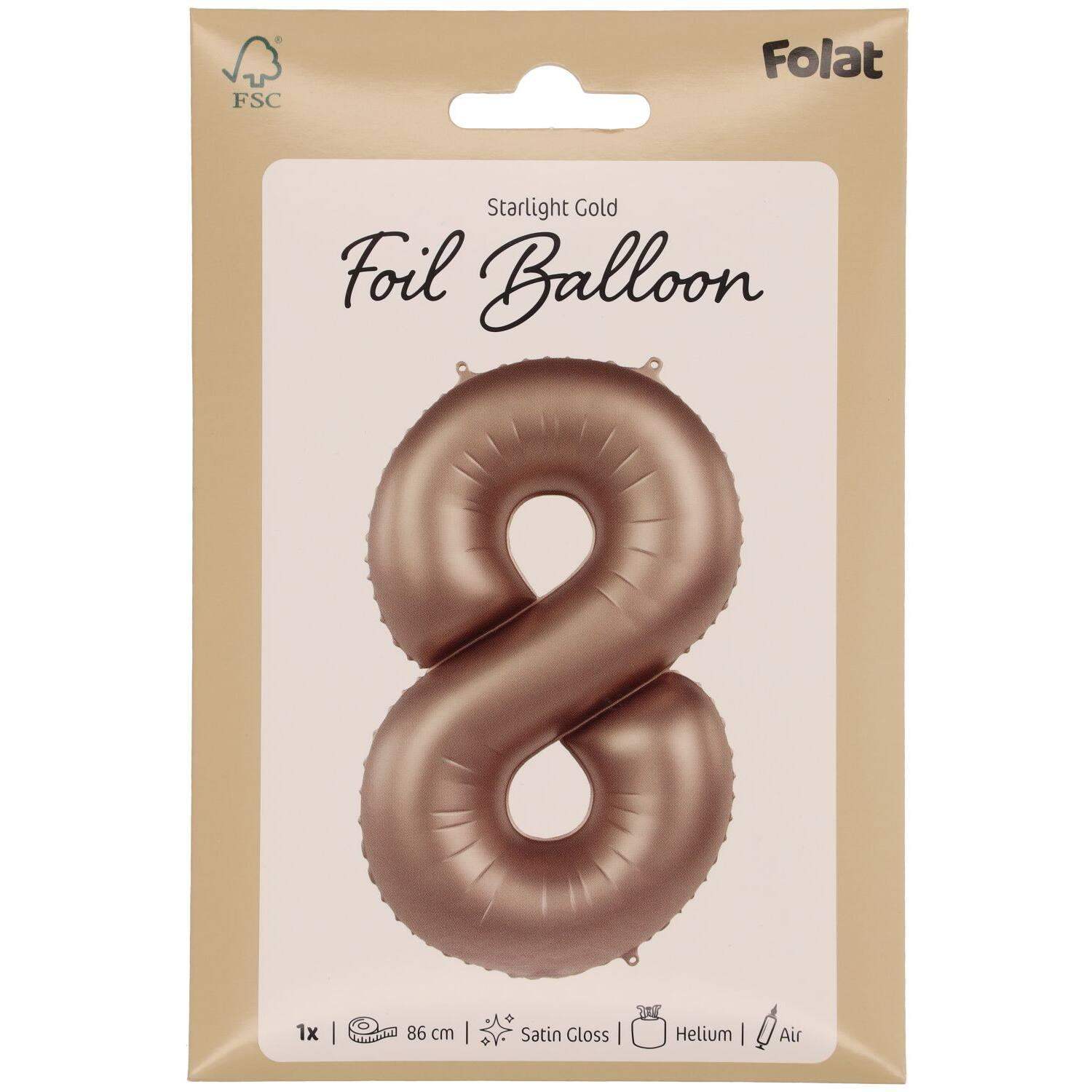 Cijfer Ballon 8 - Starlight Goud - 86 cm - Ballonnenshop.nl