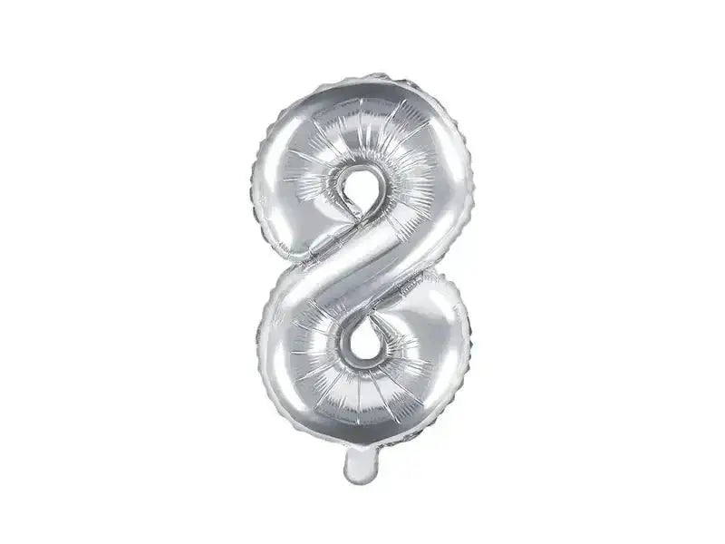 Cijfer Ballon 8 Zilver 35 cm - Ballonnenshop.nl