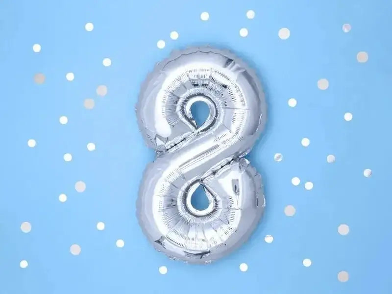 Cijfer Ballon 8 Zilver 35 cm - Ballonnenshop.nl