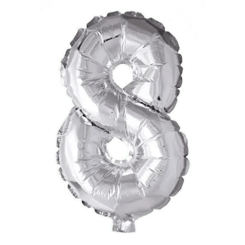 Cijfer Ballon 8 Zilver - 41 cm - Ballonnenshop.nl