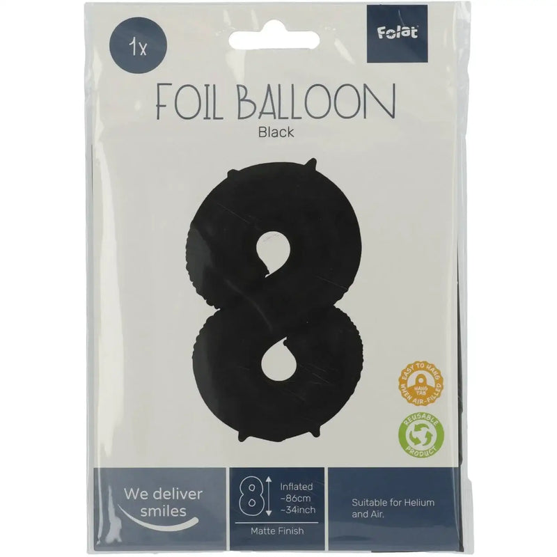 Cijfer Ballon 8 - Zwart - 86 cm - Ballonnenshop.nl
