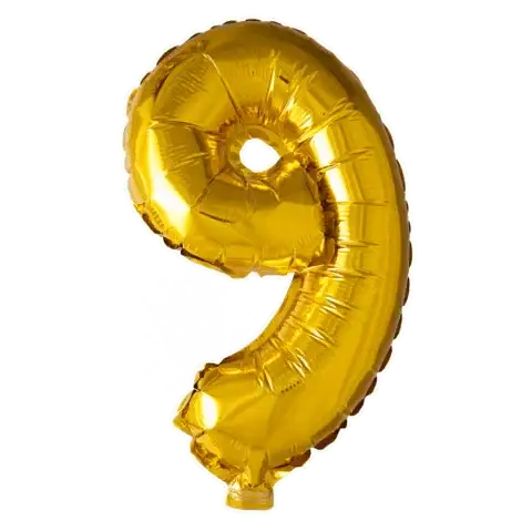 Cijfer Ballon 9 Goud 102 cm - Ballonnenshop.nl